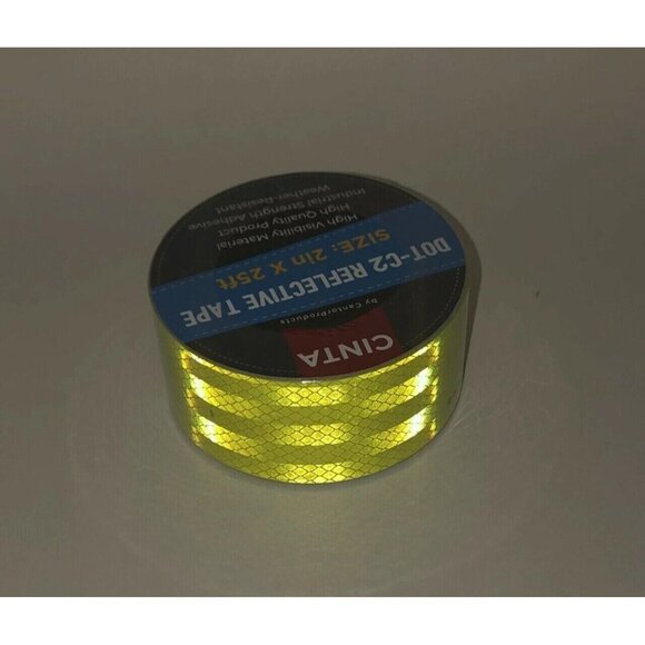 Reflective Tape 2in X 25ft Yellow DOT-C2 Safety Fluorescent Night Shine Trailers - Picture 5 of 5